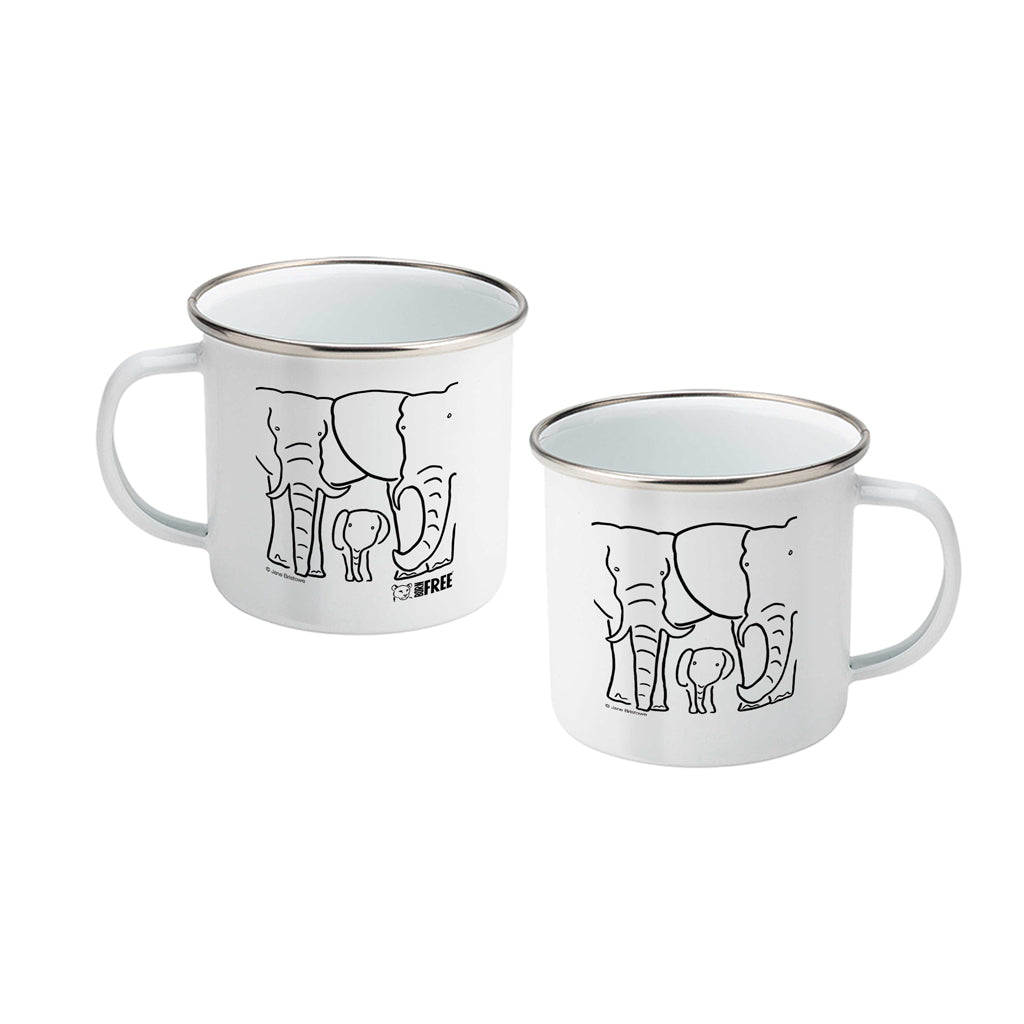 Born Free Elephant Family Enamel Mug | Jane Bristowe Art