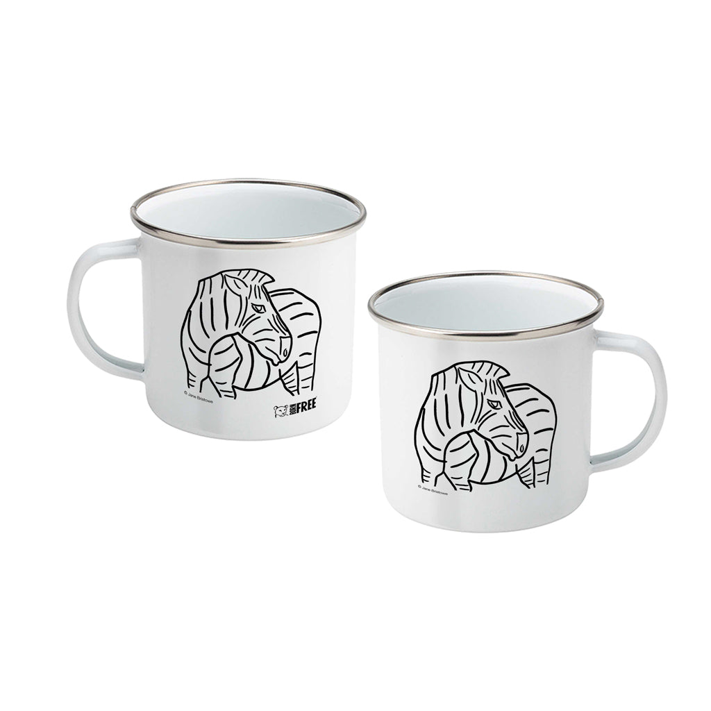 Born Free Zebra Enamel Mug | Jane Bristowe Art
