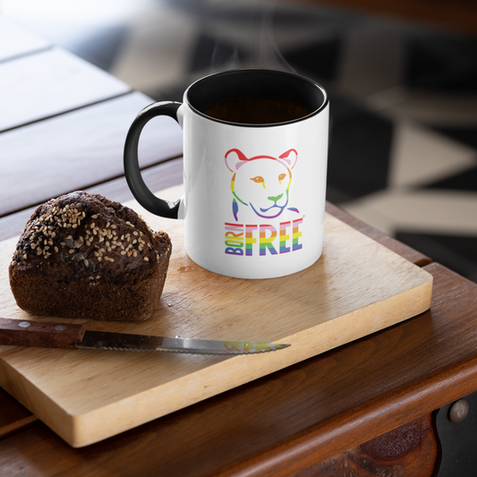 Born Free Rainbow Logo Black Coloured Insert Mug