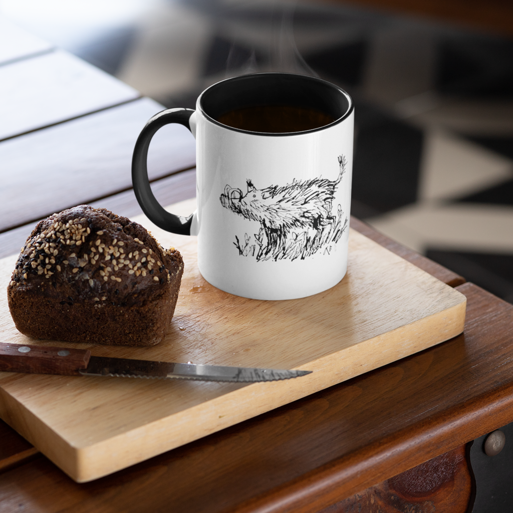 Quentin Blake Warthog Black Coloured Insert Mug
