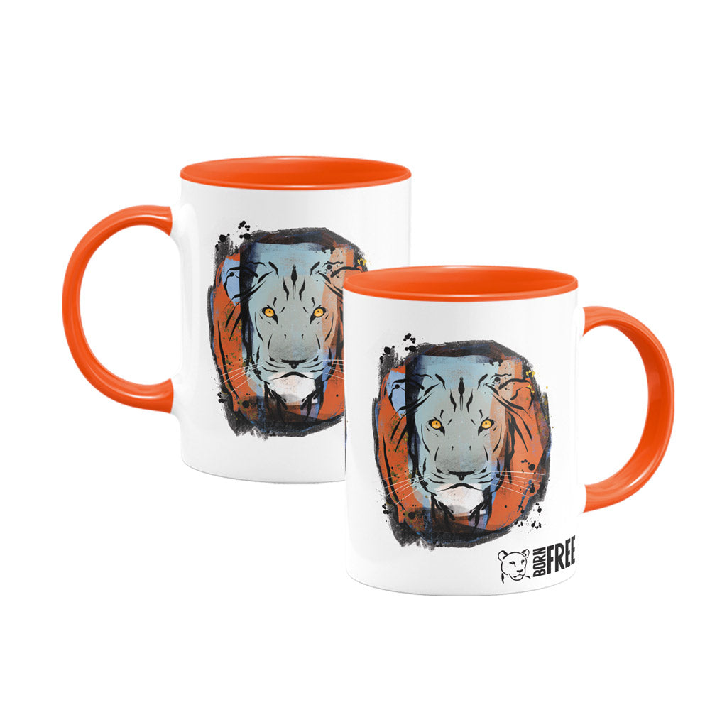 Lion Orange Mug by Rory McQueen