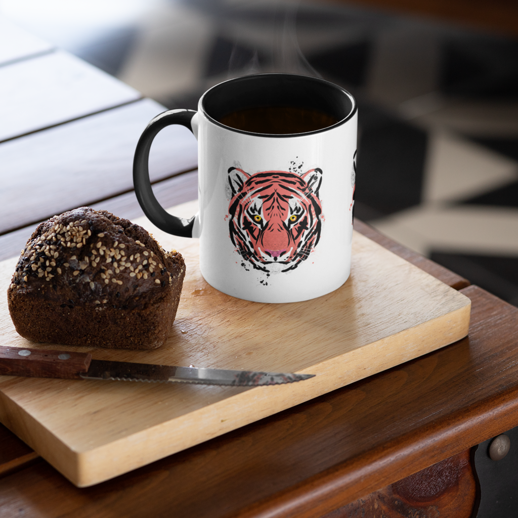 Tiger Black Mug by Rory McQueen