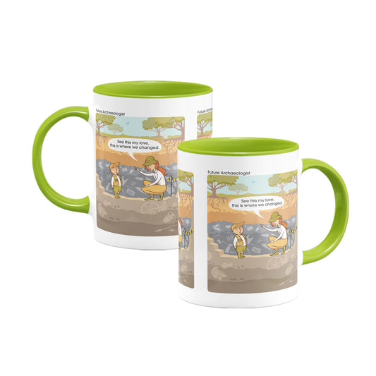 Born Free - Future Archaeologist - Green Colour Insert Mug