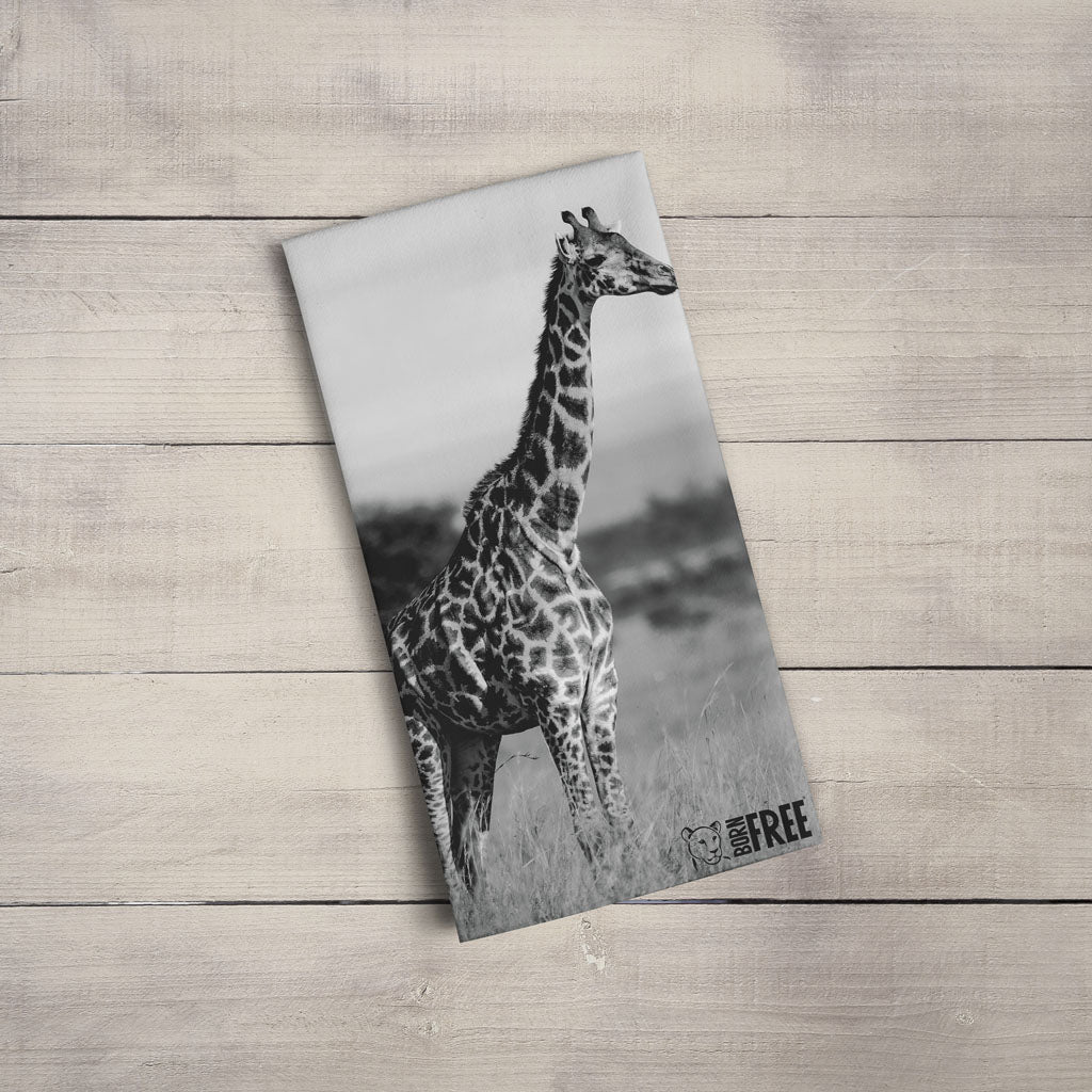 Tall Standing Giraffe Tea Towel by Will Travers