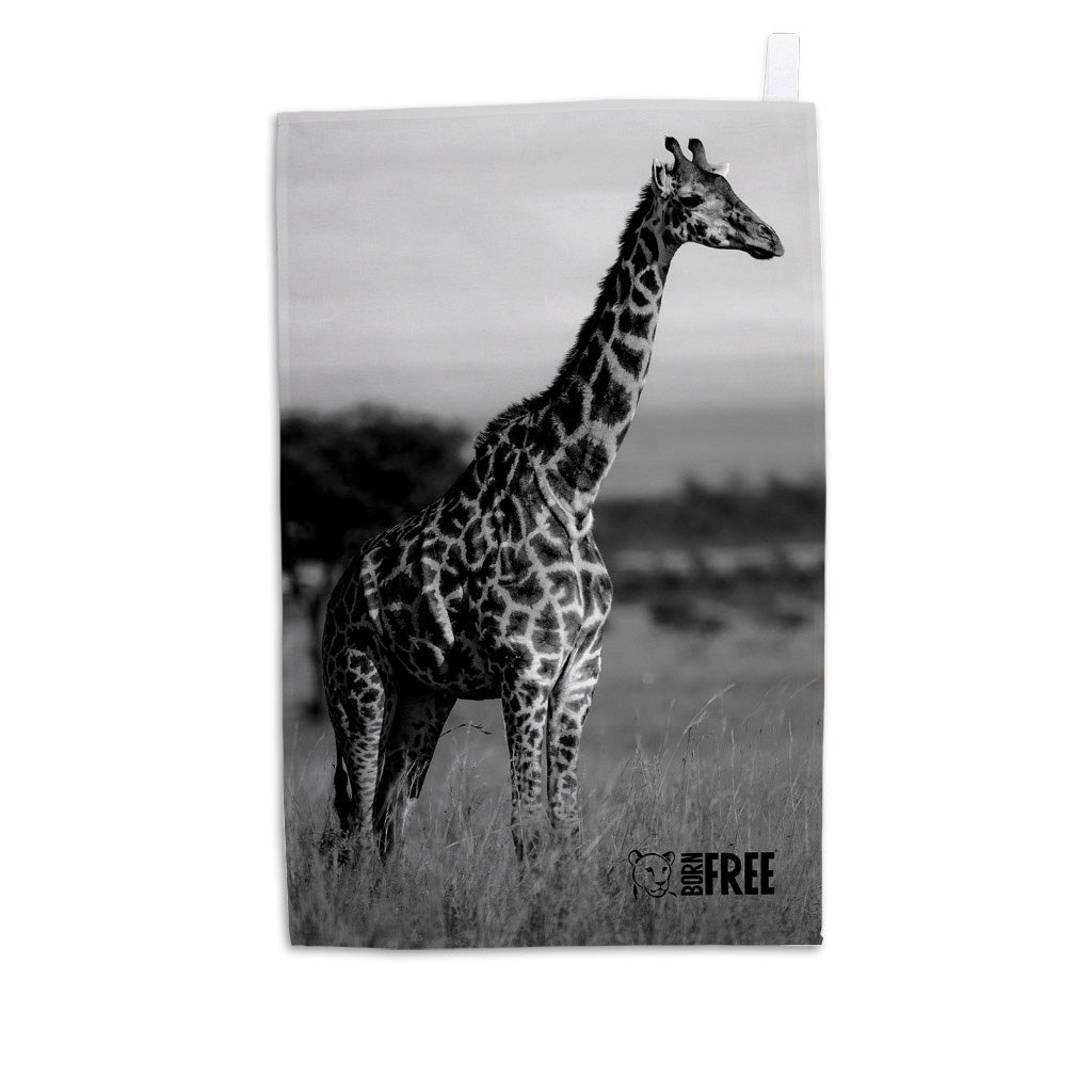 Tall Standing Giraffe Tea Towel by Will Travers