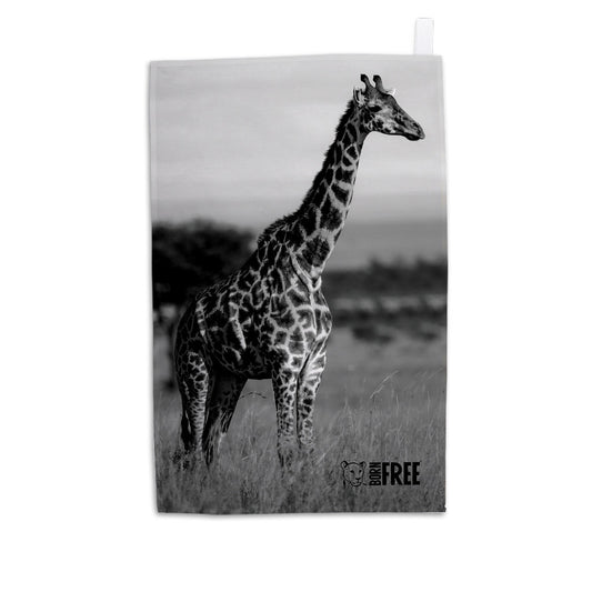 Tall Standing Giraffe Tea Towel by Will Travers