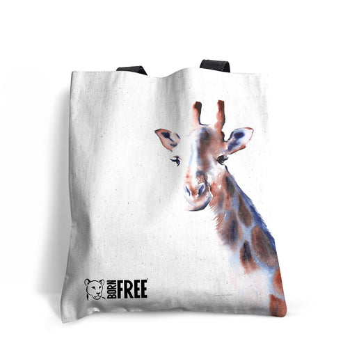 Born Free - Blue and Copper Giraffe Edge-to-Edge Tote Bag