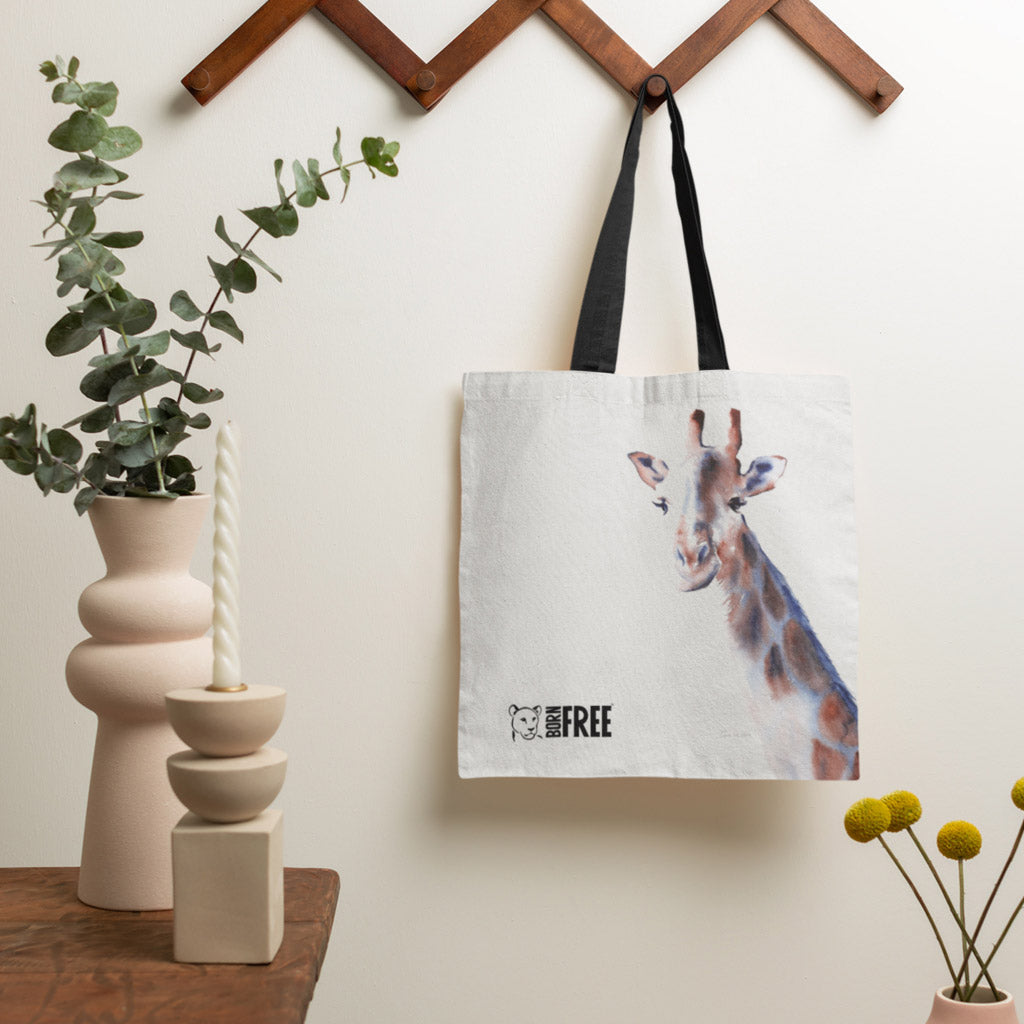 Wild Apple Graphics Copper & Blue Giraffe Tote Bag