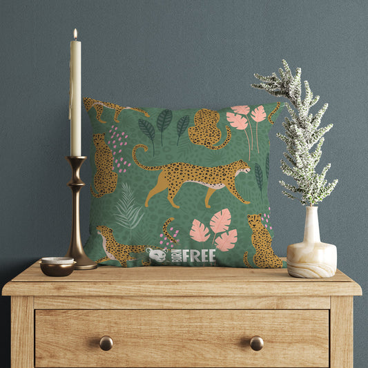 Pink Light Studio Roaming Jungle Cats Organic Cushion