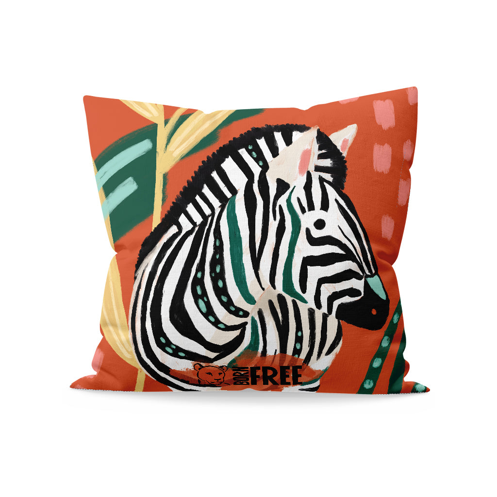 Pink Light Studio Grazing Zebra Organic Cushion