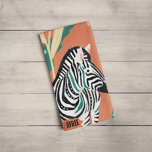 Pink Light Studio Grazing Zebra Tea Towel