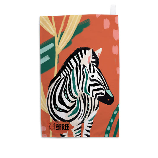 Pink Light Studio Grazing Zebra Tea Towel