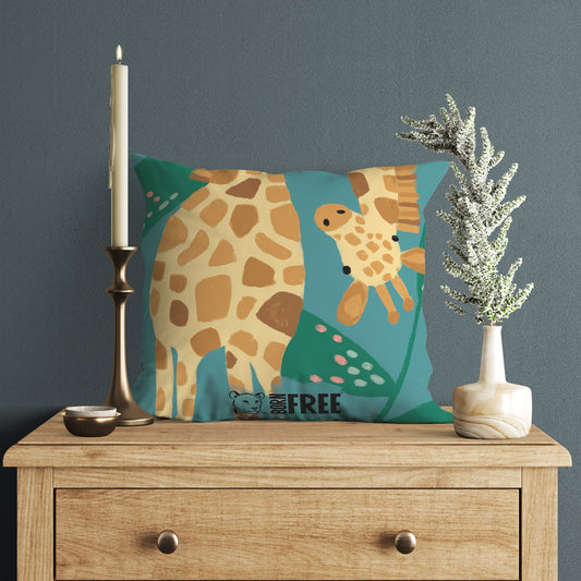 Pink Light Studio The Curious Giraffe Organic Cushion