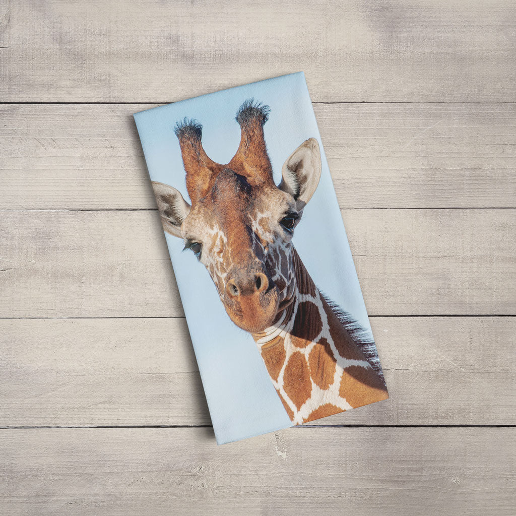 Close up Giraffe Tea Towel by Will Travers