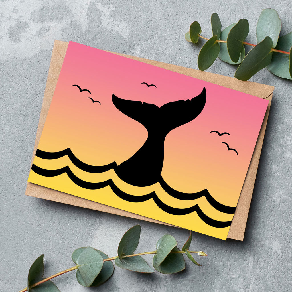Whale Tail Silhouette Greeting Cards - Pack of 6