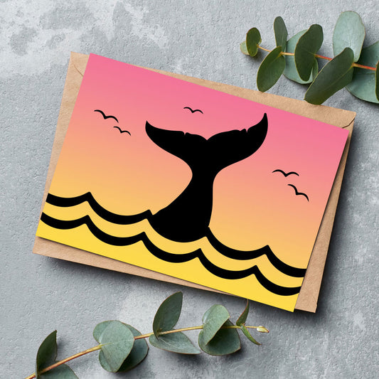 Whale Tail Silhouette Greeting Cards - Pack of 6