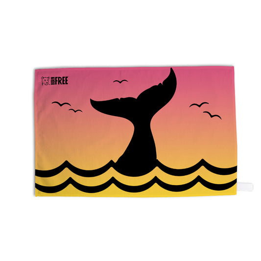 Whale Tail Silhouette Organic Tea Towel