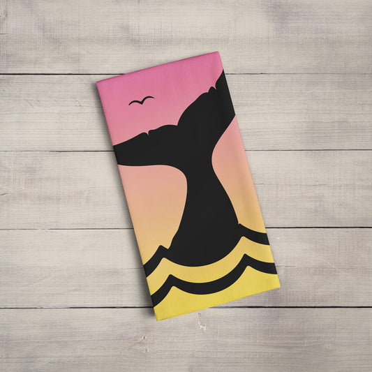 Whale Tail Silhouette Organic Tea Towel