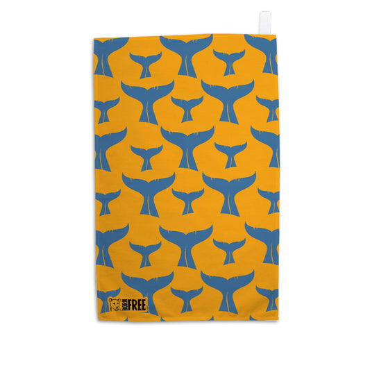 Whale Tail Repeat Organic Tea Towel