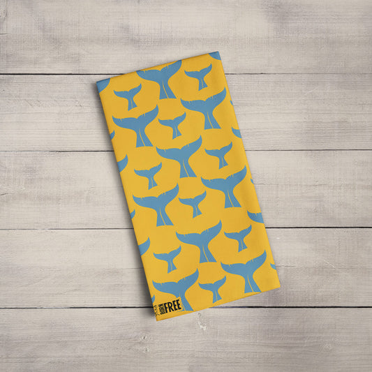 Whale Tail Repeat Organic Tea Towel