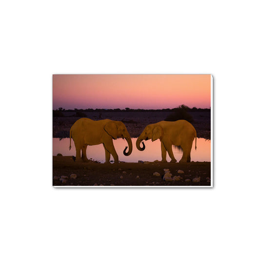 Silent Thunder - Two Elephants at Sunset A5 Notepad by Richard Bernabe