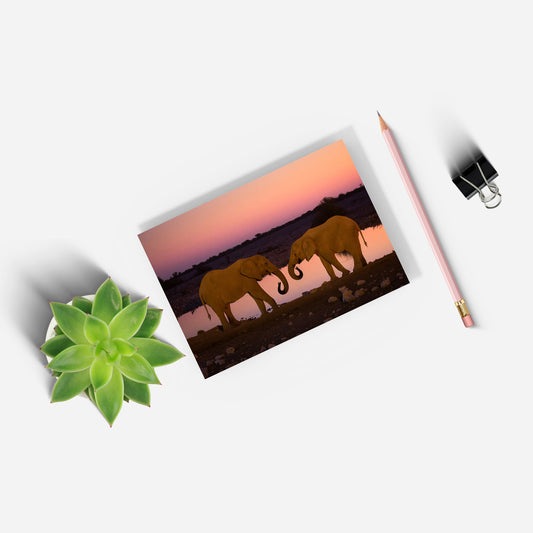Silent Thunder - Two Elephants at Sunset A5 Notepad by Richard Bernabe