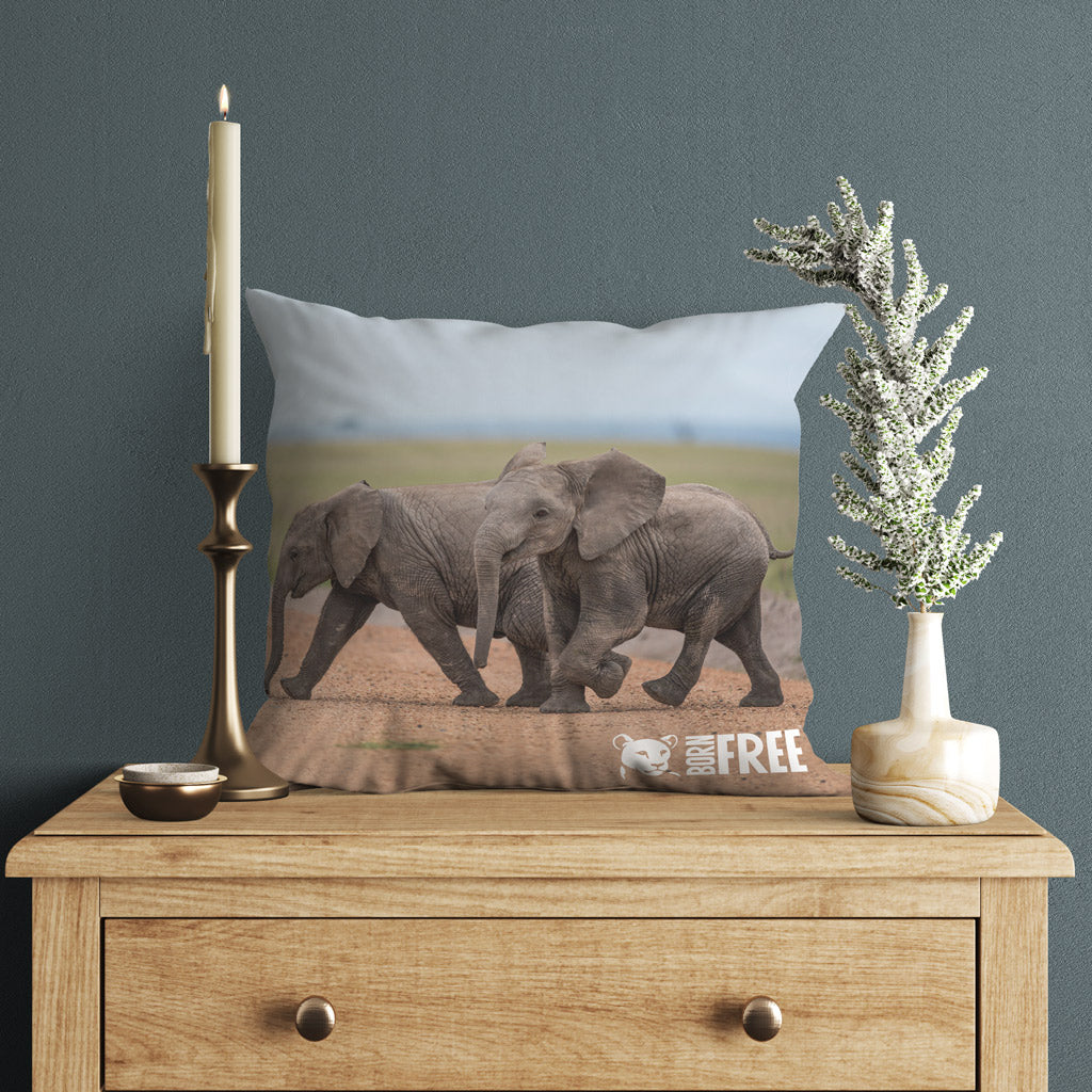 New Beginnings Elephant Calf Organic Cushion by George Logan