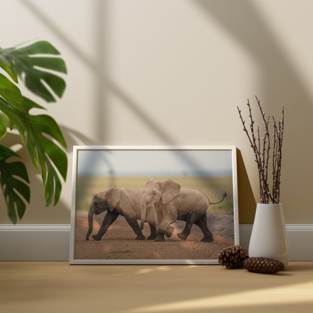New Beginnings Elephant Calf Art Print by George Logan