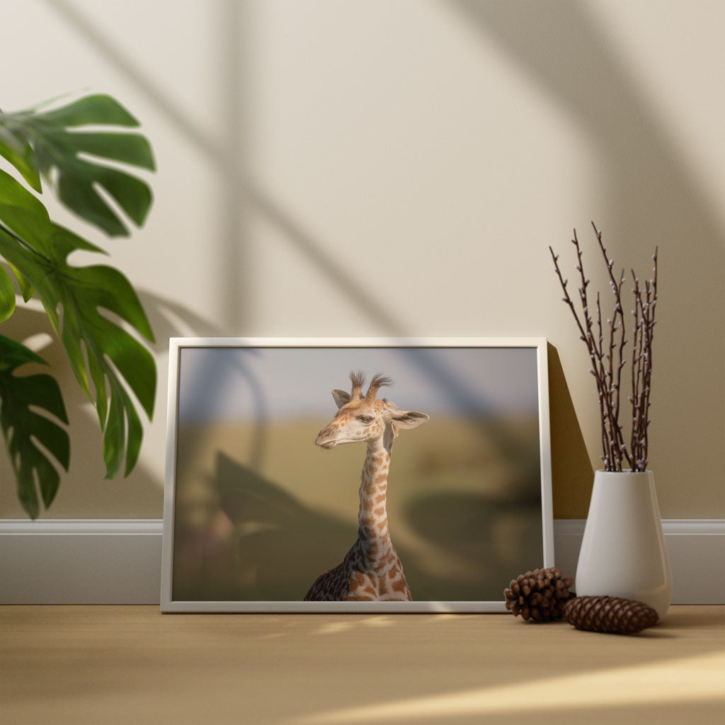New Beginnings Giraffe Calf Art Print by George Logan