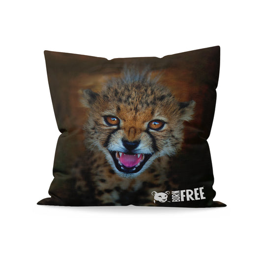 New Beginnings Cheetah Cub Organic Cushion by George Logan