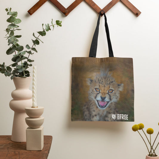 New Beginnings Cheetah Cub Tote Bag by George Logan