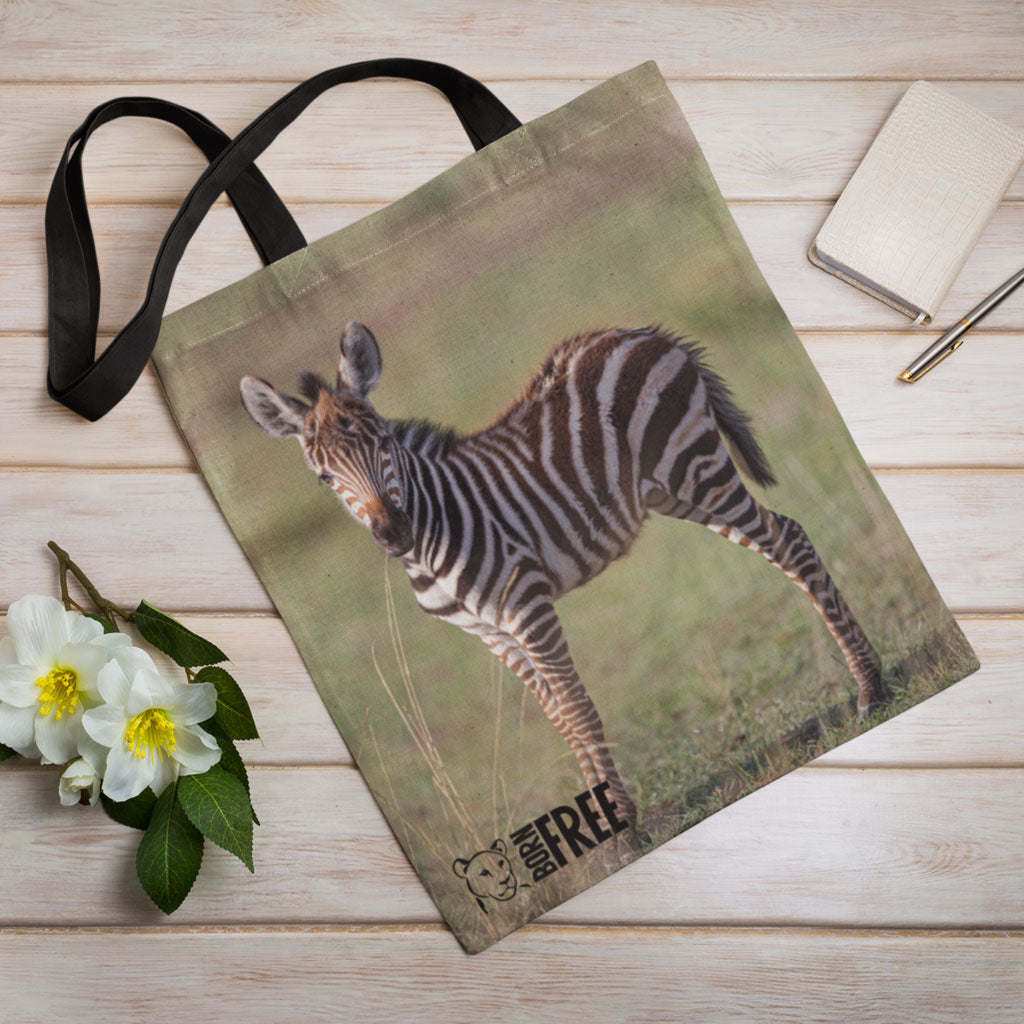 New Beginnings Zebra Foal Tote Bag by George Logan