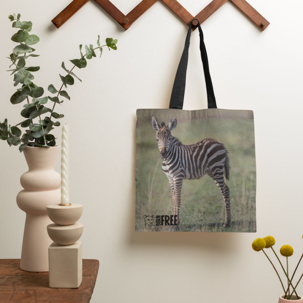New Beginnings Zebra Foal Tote Bag by George Logan