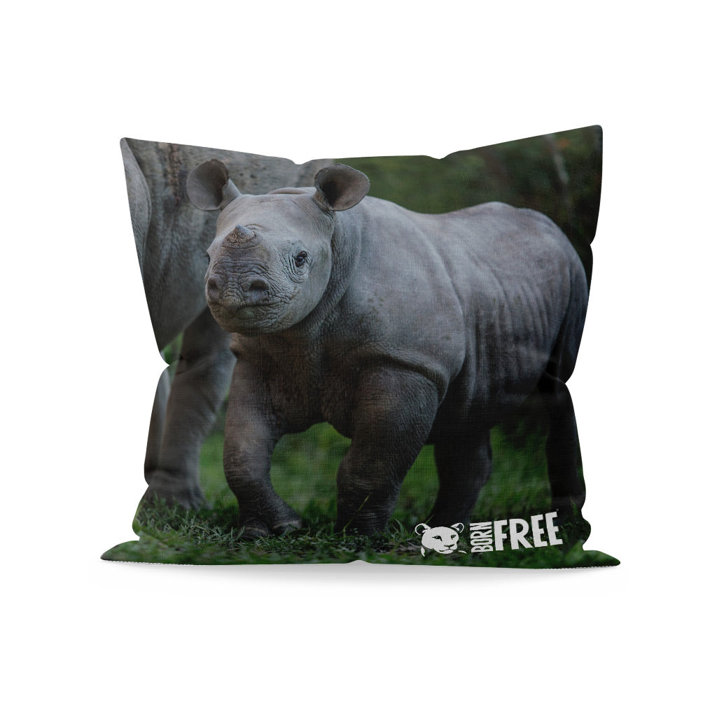 New Beginnings Rhino Calf Organic Cushion by George Logan