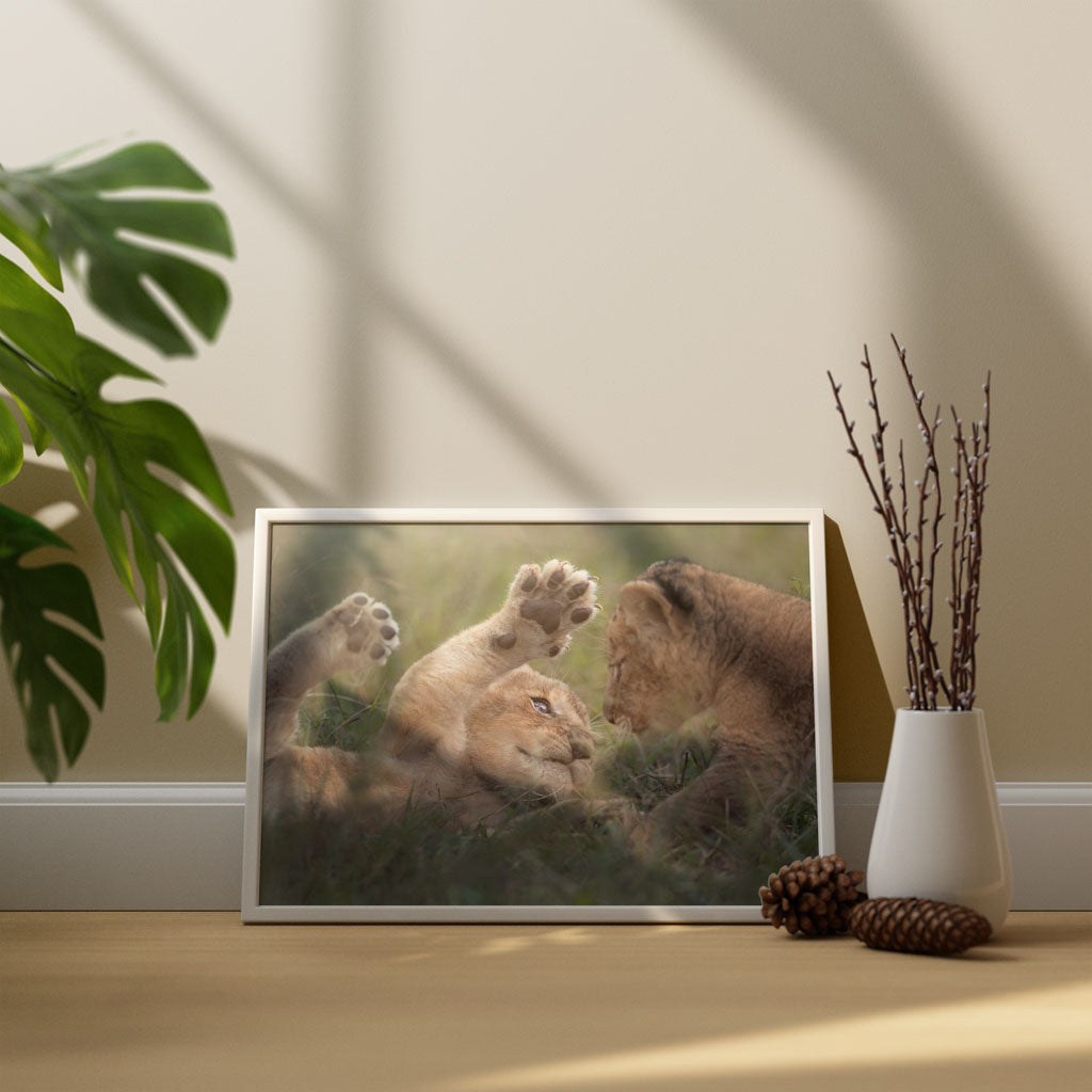 New Beginnings Lion Cubs Art Print by George Logan