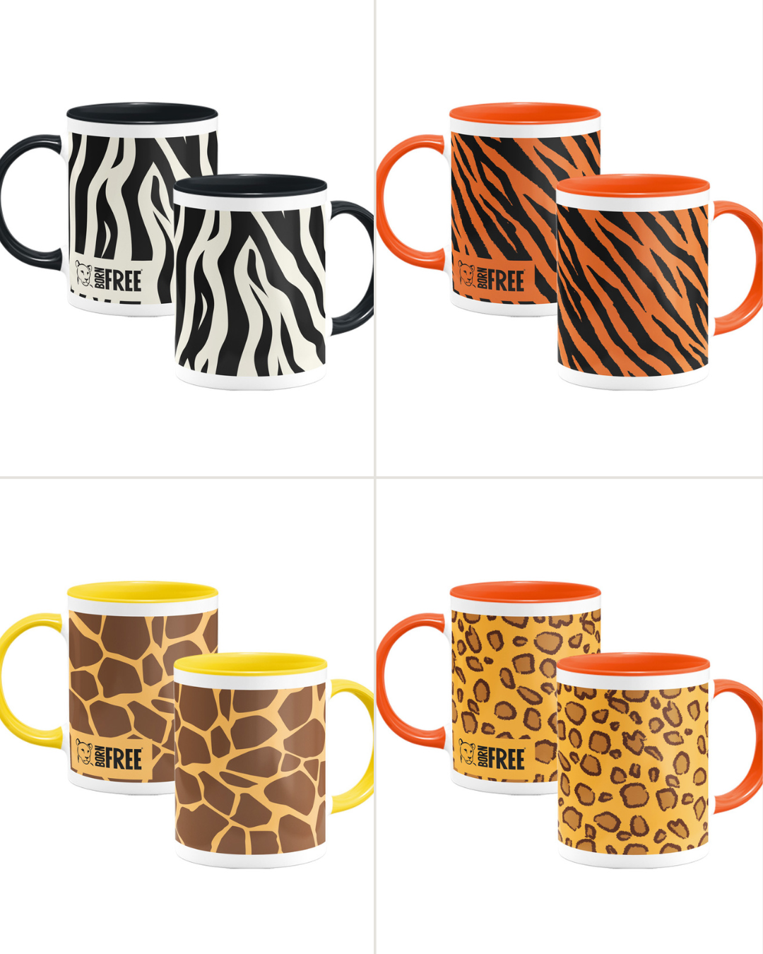 Set of four Animal Print Mugs