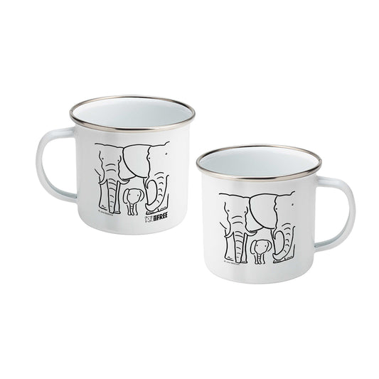 Born Free Elephant Family Enamel Mug | Jane Bristowe Art