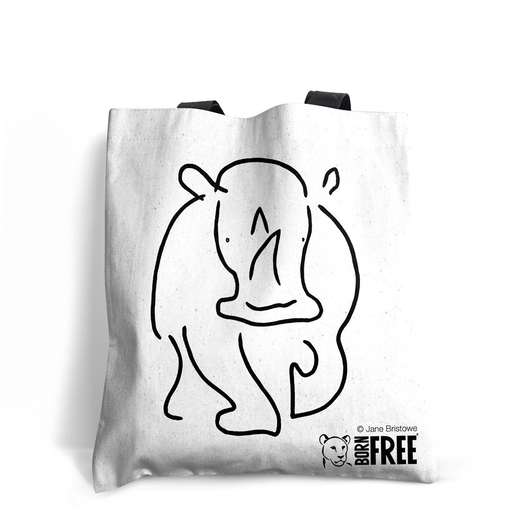 Born Free - The Walking Rhino Edge-to-Edge Tote Bag