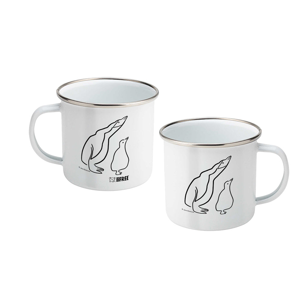 Born Free Penguin Pair Enamel Mug | Jane Bristowe Art