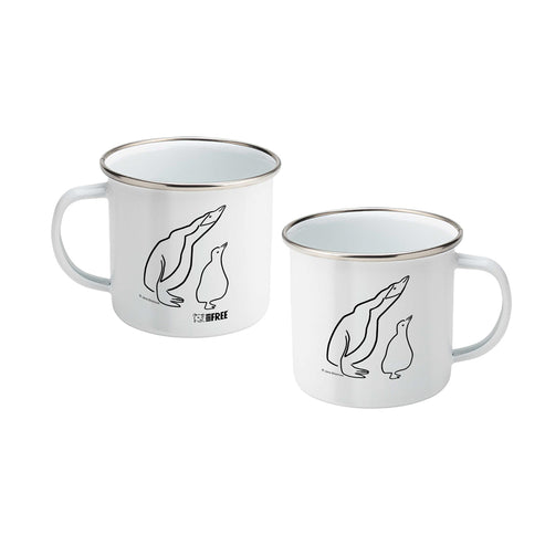 Born Free Penguin Pair Enamel Mug | Jane Bristowe Art
