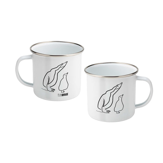 Born Free Penguin Pair Enamel Mug | Jane Bristowe Art