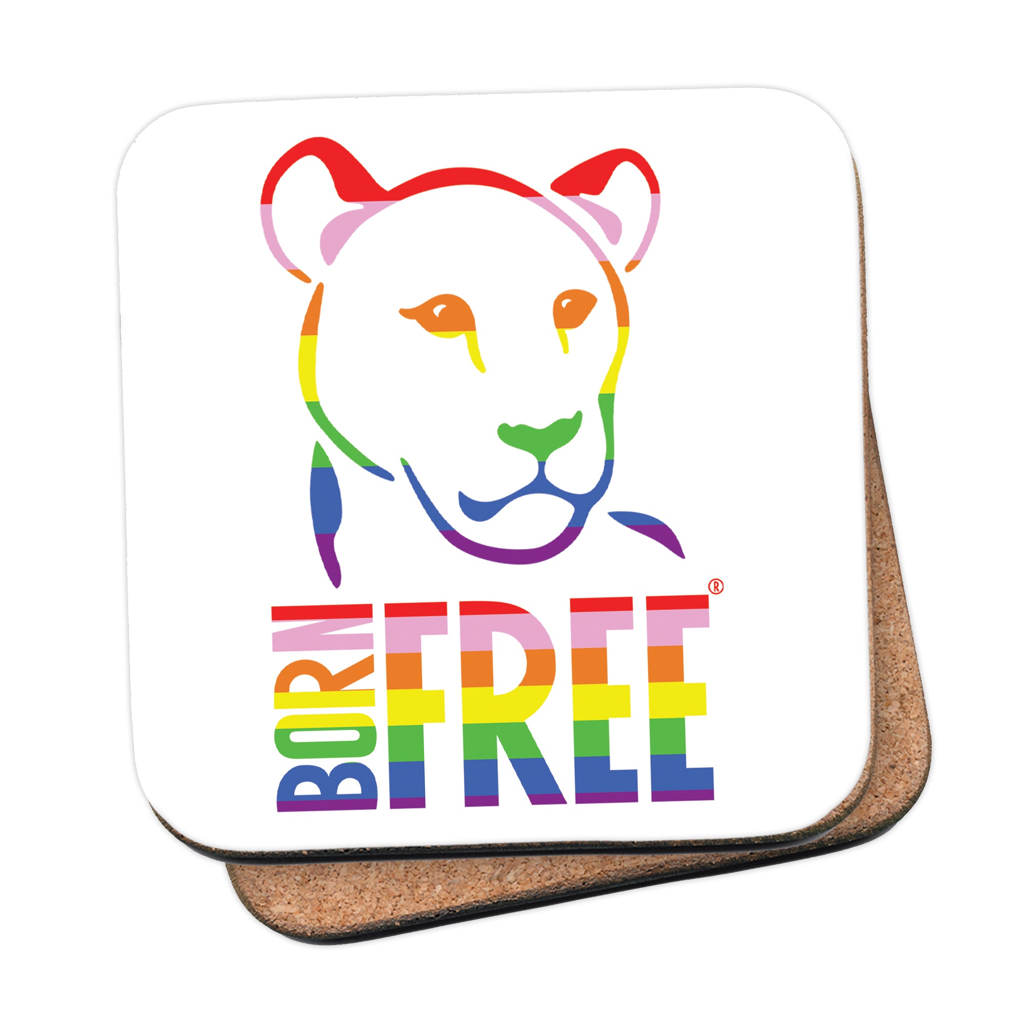 Born Free Rainbow Logo Coaster – Born Free Shop