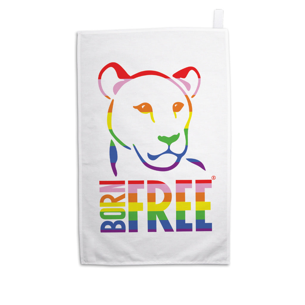 Born Free Rainbow Logo Tea Towel