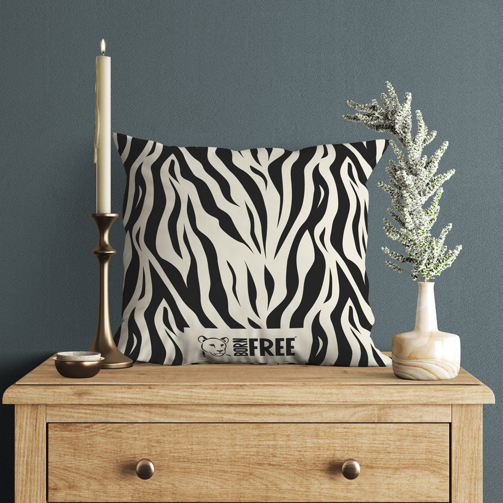 Zebra Print Organic Cushion - Born Free Animal Prints