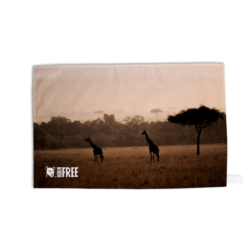 Giraffes in the Wild Tea Towel - Born Free Photography