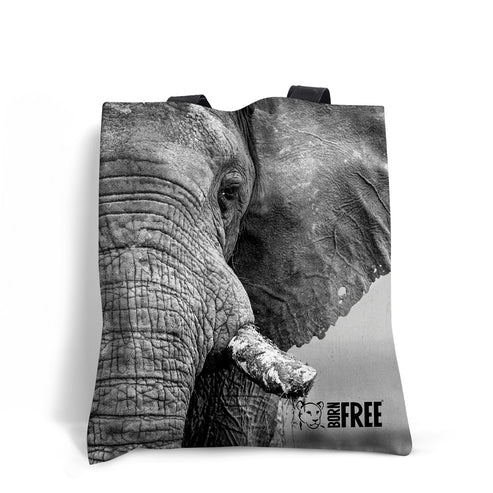 African Elephant Black and White Tote Bag - Born Free Photography