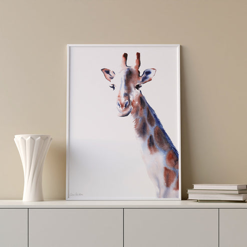Copper and Blue Giraffe Art Print