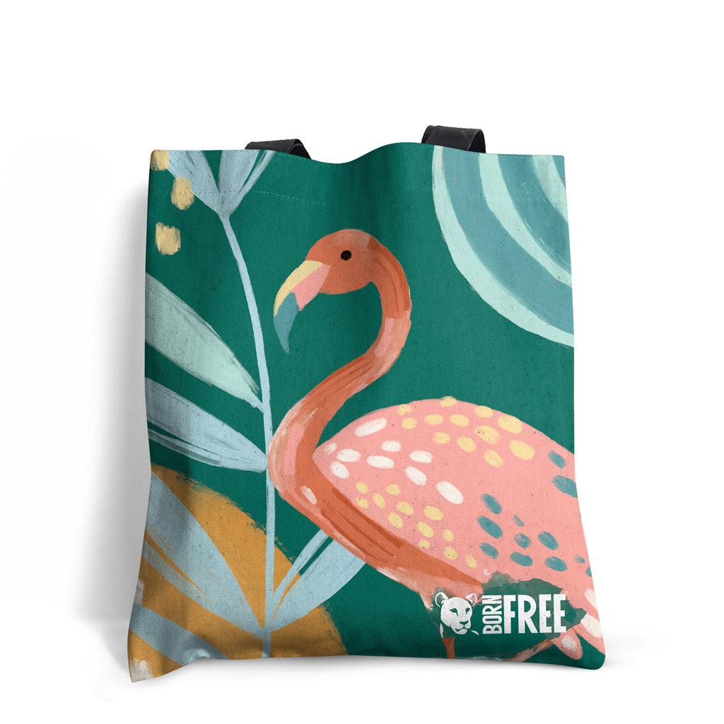 Born Free - Resting Flamingo Edge-to-Edge Tote Bag