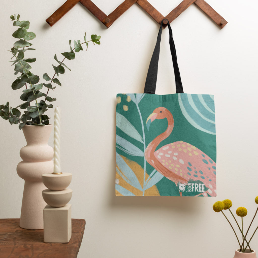 Born Free - Resting Flamingo Edge-to-Edge Tote Bag