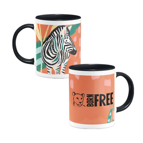 Grazing Zebra - Black Coloured Insert Mug